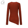 INTO THE EAST 24 Autumn and Winter Wool Blend Asymmetric Knit Top ITE-E1YGAW012RE20TP-HONG Red